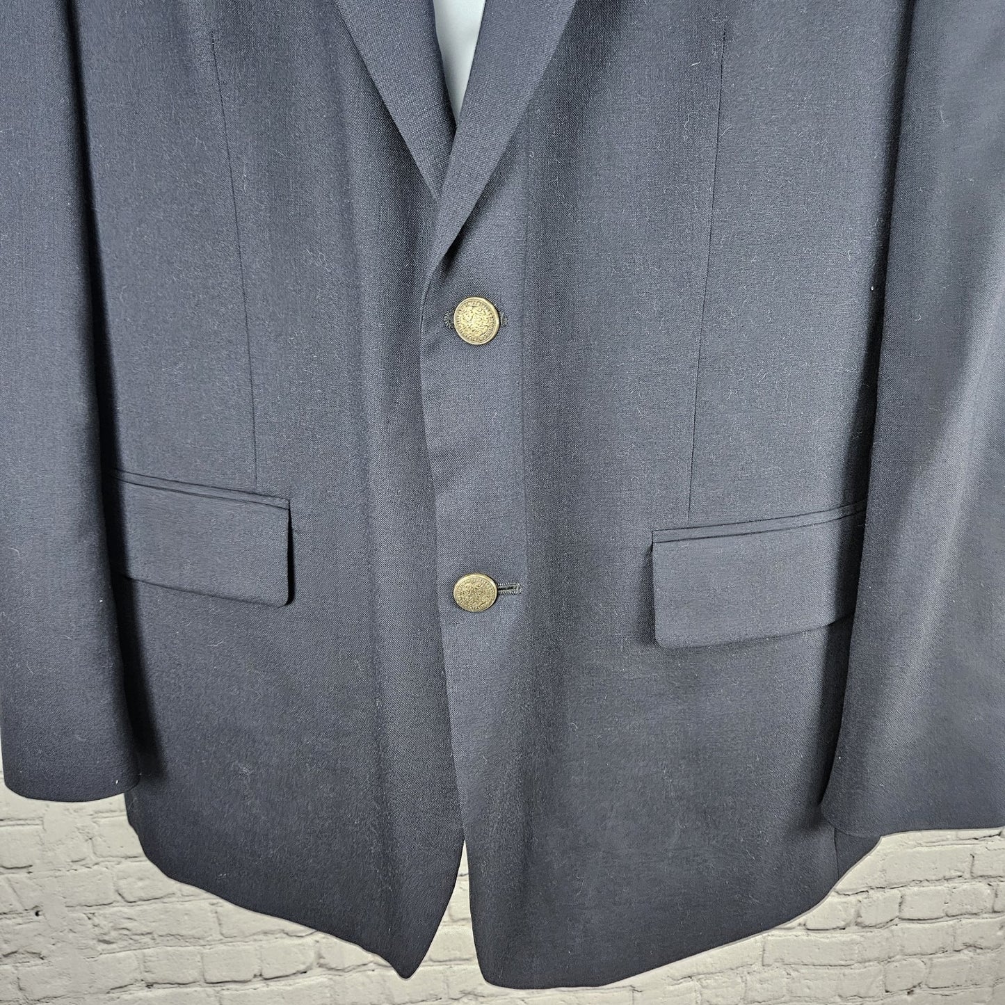 Oscar De La Renta Navy Wool Smart Blazer 2 Button Notch Ventless Sport Coat 46R
