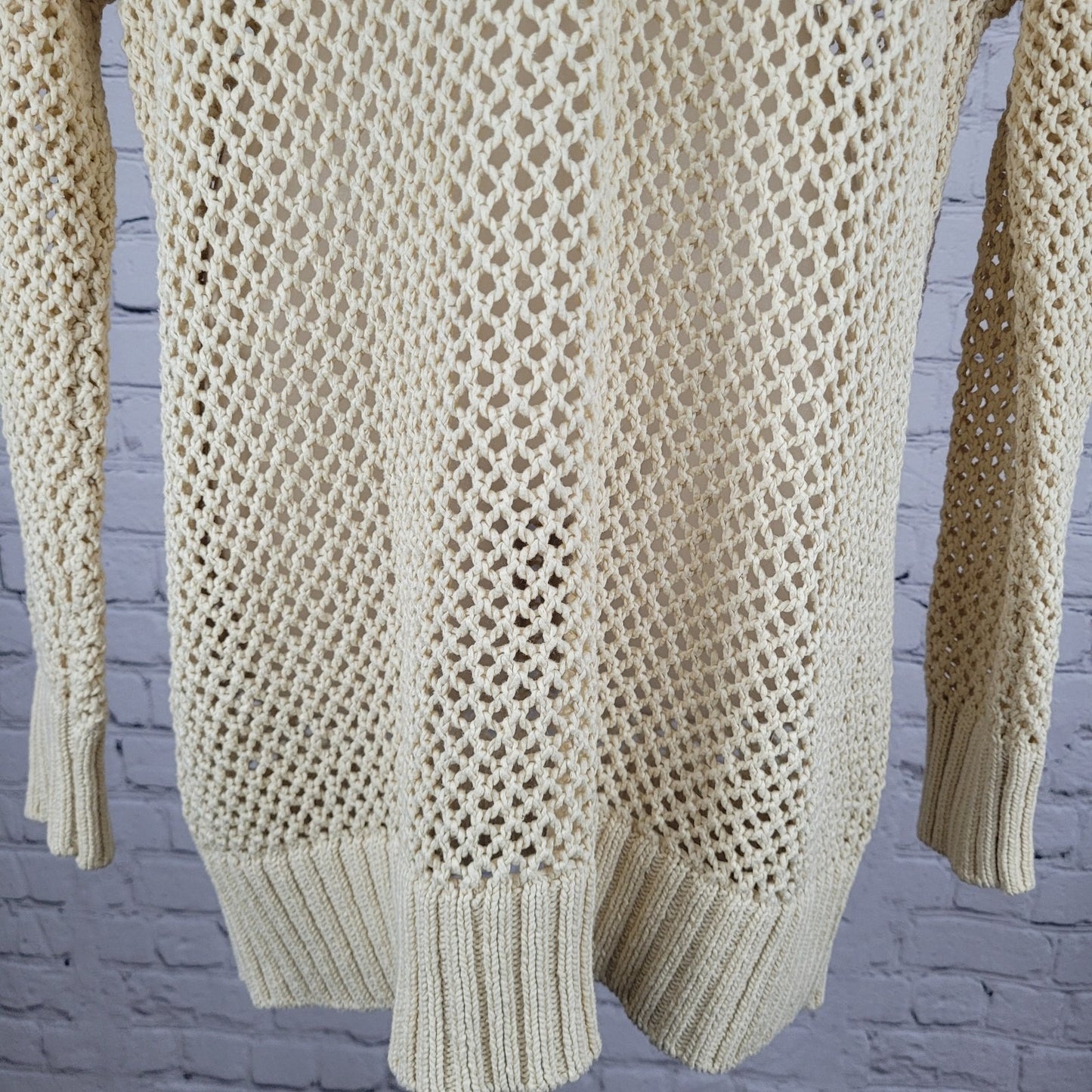 Tommy Bahama Denim Tan 100% Cotton Fishnet Beachy Sweater Dress Size Large L