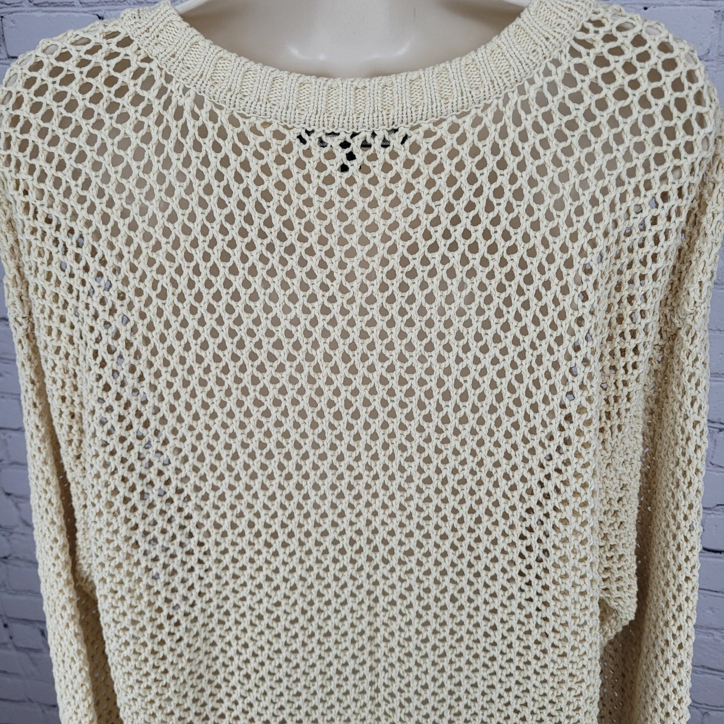 Tommy Bahama Denim Tan 100% Cotton Fishnet Beachy Sweater Dress Size Large L