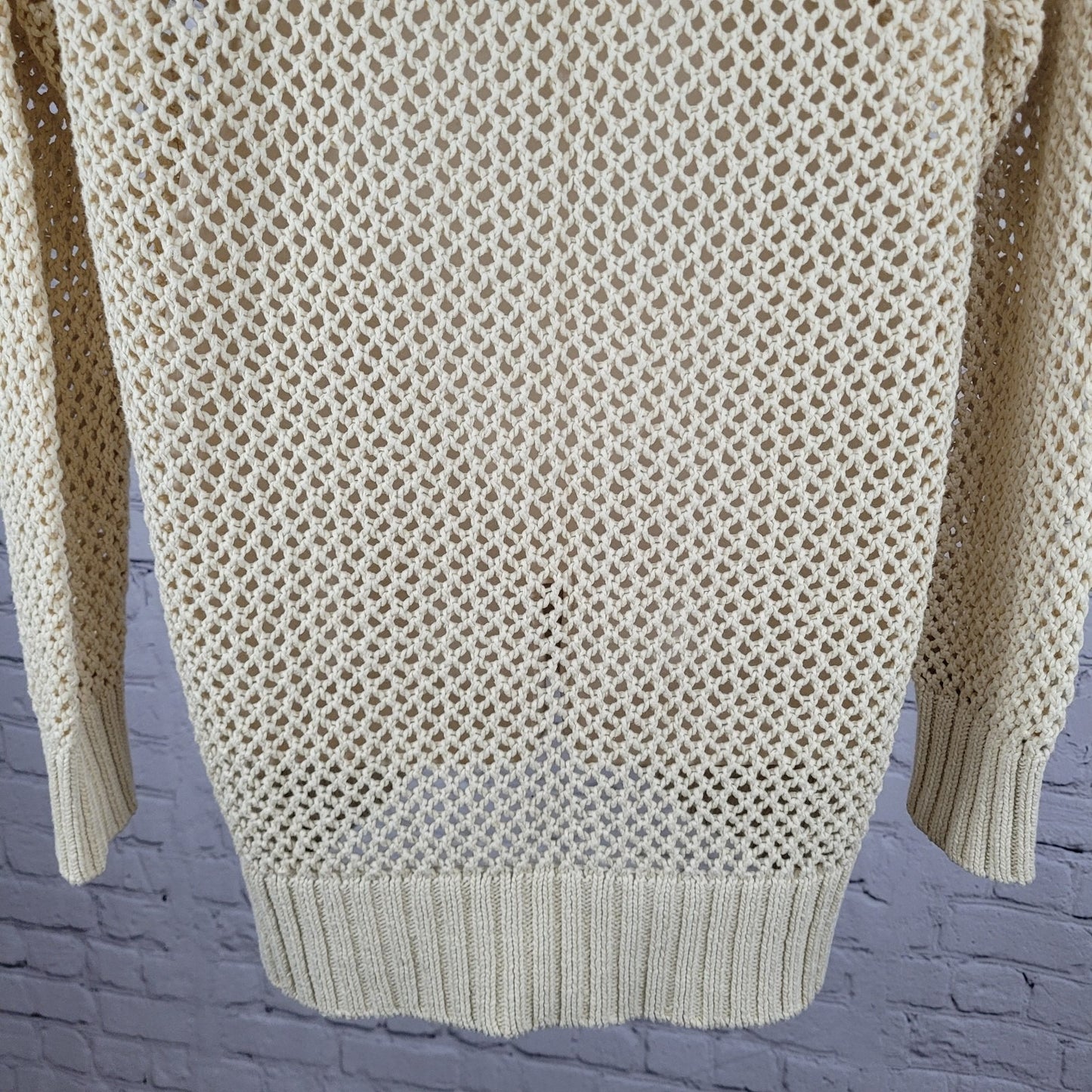 Tommy Bahama Denim Tan 100% Cotton Fishnet Beachy Sweater Dress Size Large L