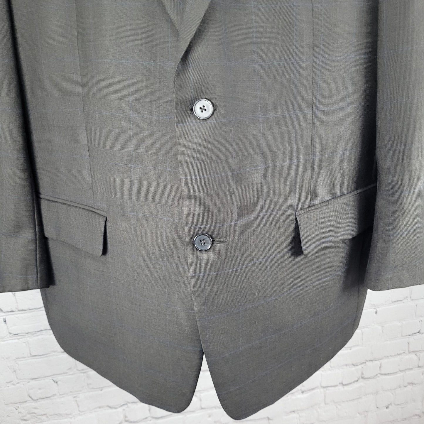 Tasso Elba Brown 100% Wool Angelico Full Suit Set Jacket 46R Pants 40R 40x28