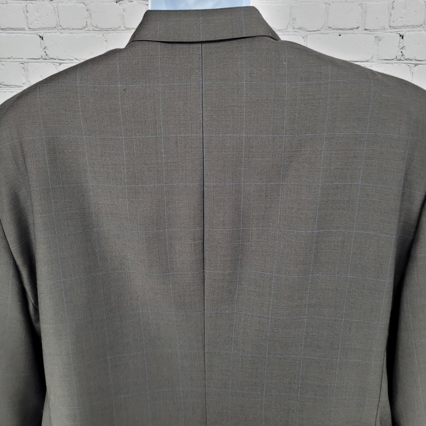 Tasso Elba Brown 100% Wool Angelico Full Suit Set Jacket 46R Pants 40R 40x28