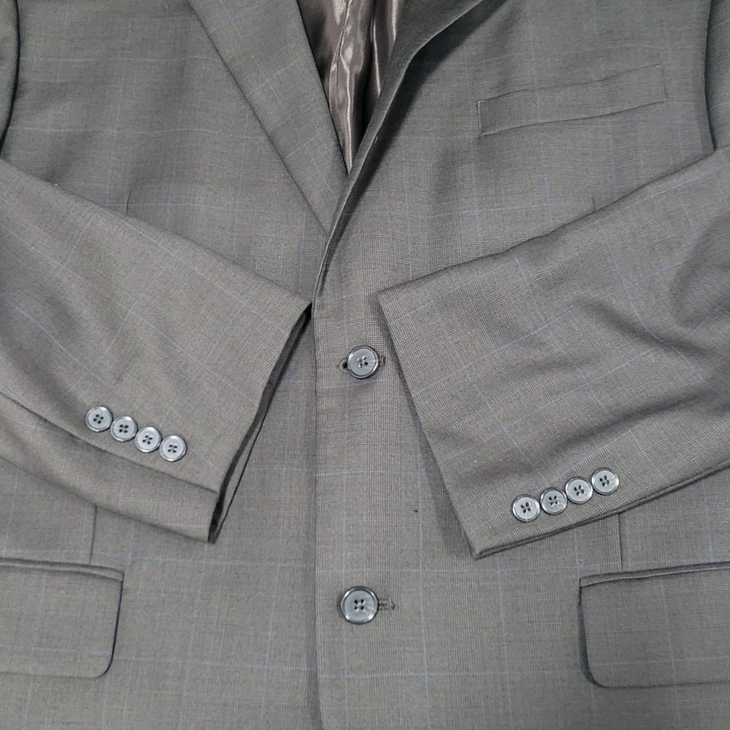 Tasso Elba Brown 100% Wool Angelico Full Suit Set Jacket 46R Pants 40R 40x28