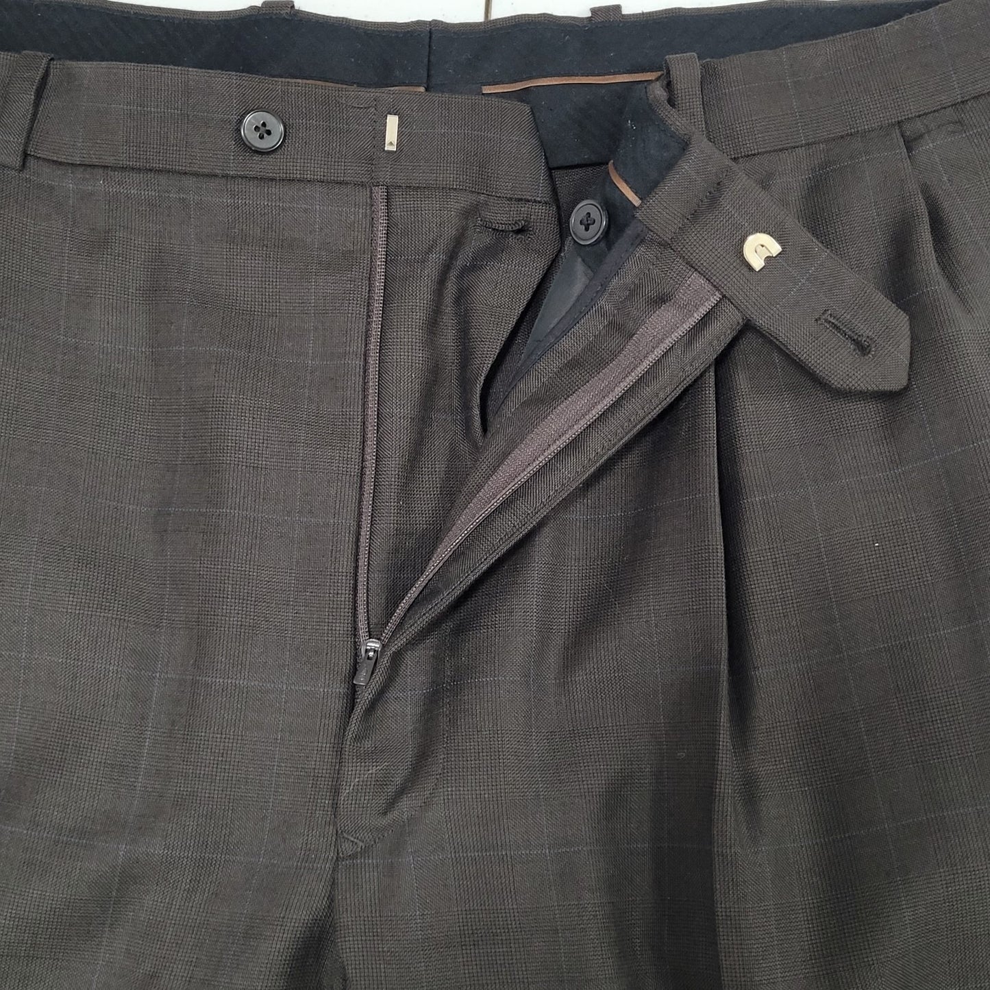 Tasso Elba Brown 100% Wool Angelico Full Suit Set Jacket 46R Pants 40R 40x28