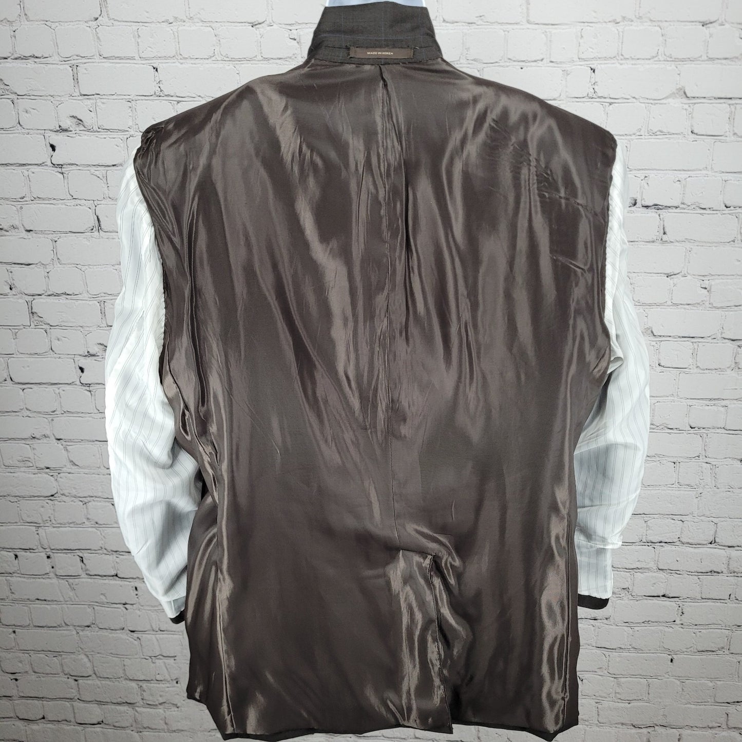 Tasso Elba Brown 100% Wool Angelico Full Suit Set Jacket 46R Pants 40R 40x28