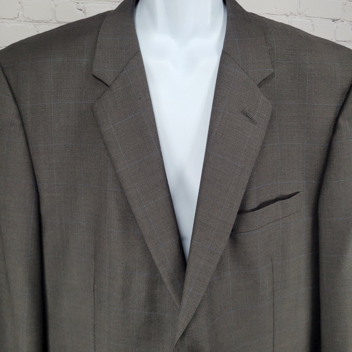 Tasso Elba Brown 100% Wool Angelico Full Suit Set Jacket 46R Pants 40R 40x28