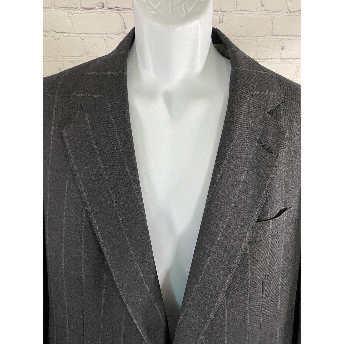 Cricketeer Dillards Gray Pinstripe 2 Button Blazer Jacket Inner Pockets Black 44