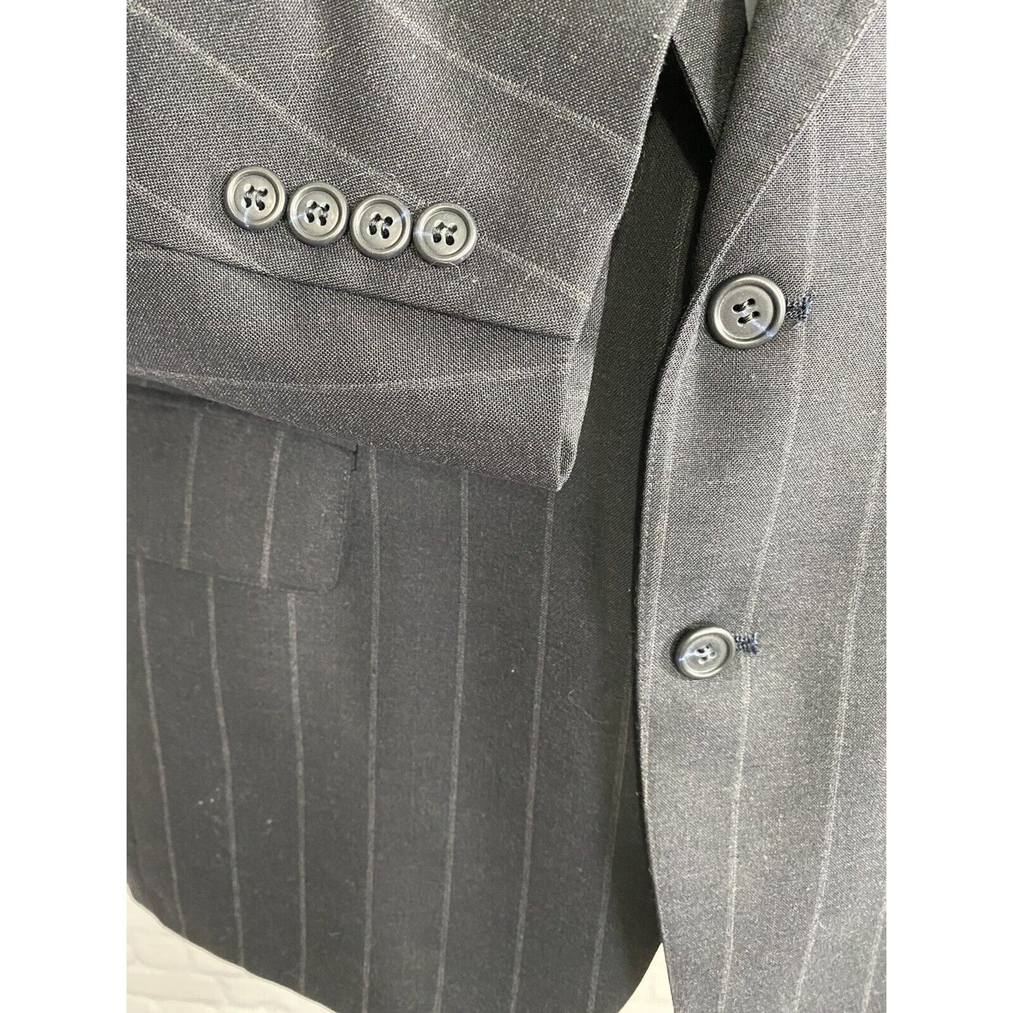 Cricketeer Dillards Gray Pinstripe 2 Button Blazer Jacket Inner Pockets Black 44