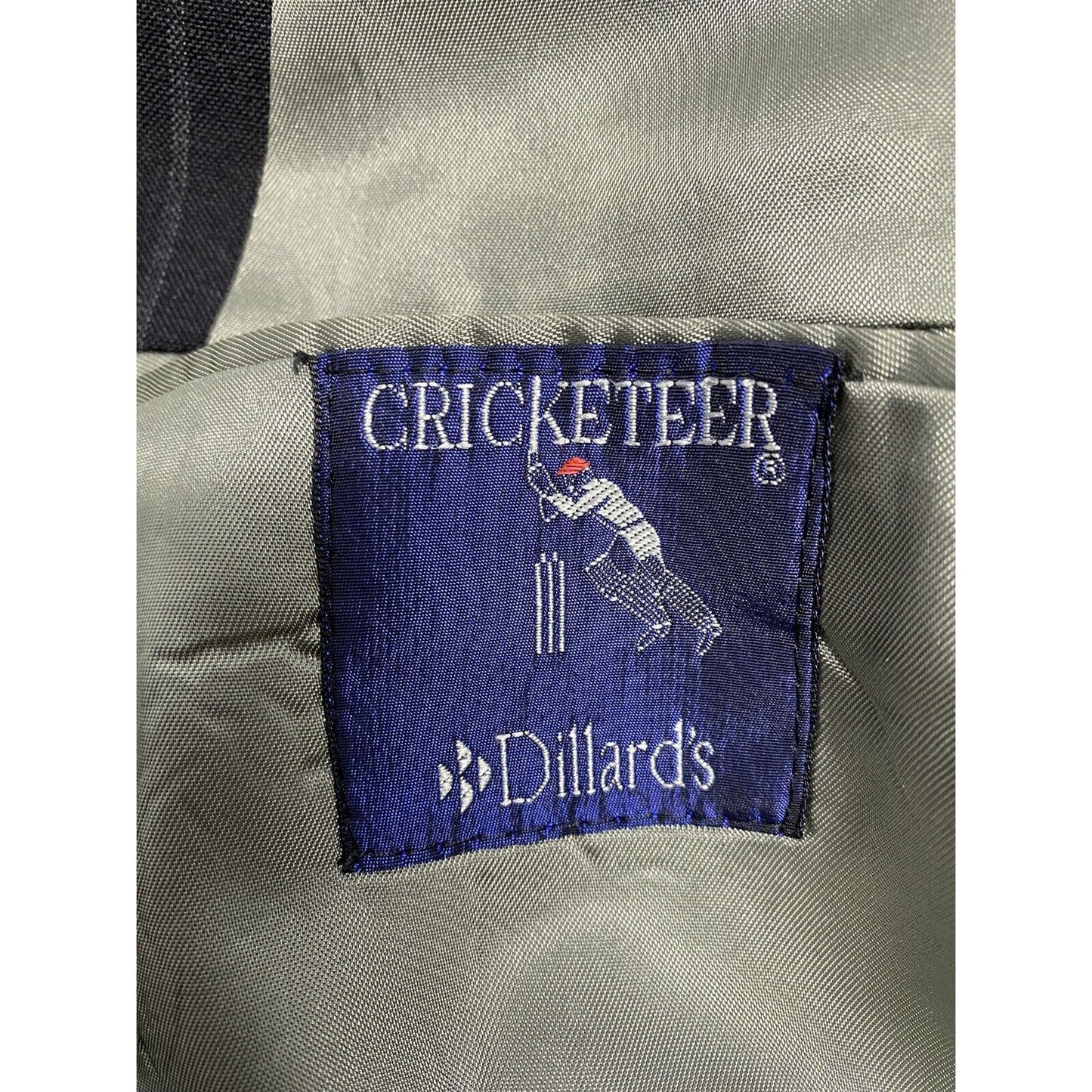 Cricketeer Dillards Gray Pinstripe 2 Button Blazer Jacket Inner Pockets Black 44