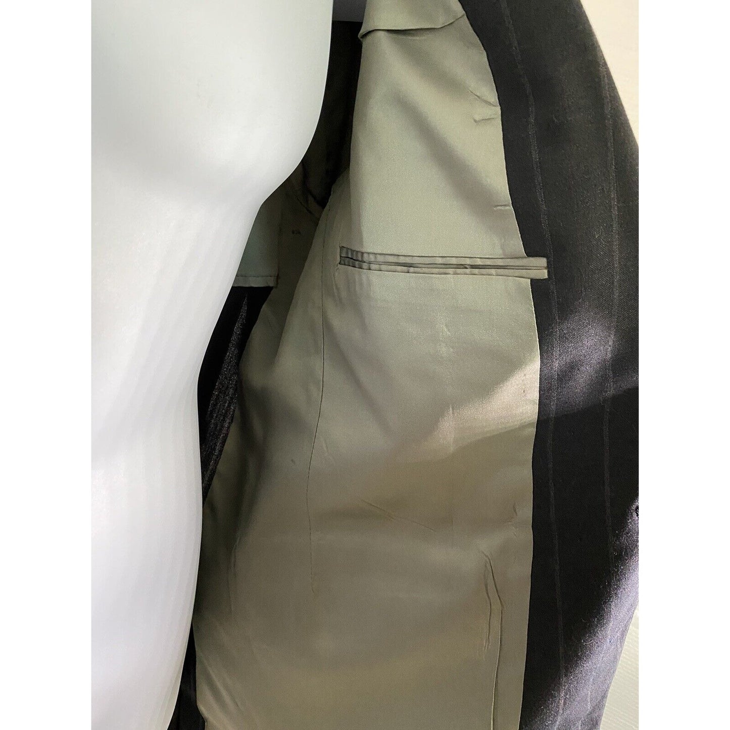 Cricketeer Dillards Gray Pinstripe 2 Button Blazer Jacket Inner Pockets Black 44