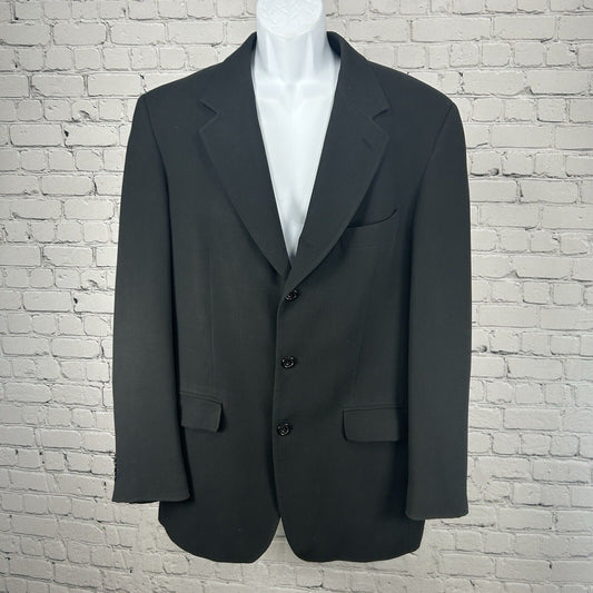 Yves Saint Laurent Solid Black 3 Button Ventless Suit Jacket Blazer Size 43L