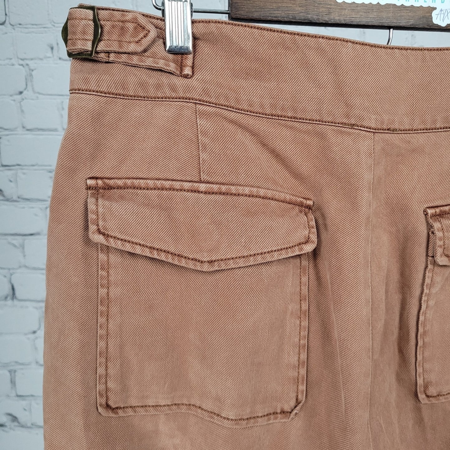 Nicole Miller Muted Orange Twill Adjustable Waist Cargo Pants Size 10 (30x25)