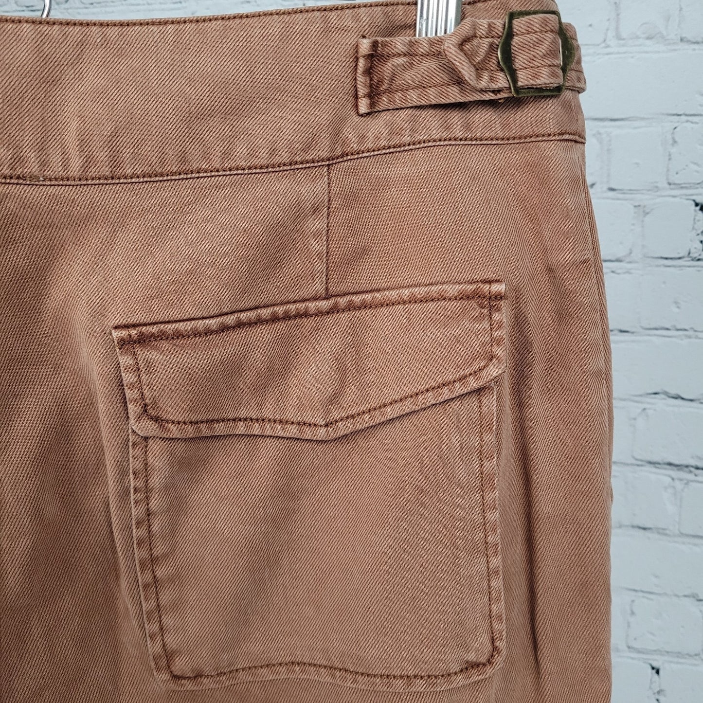 Nicole Miller Muted Orange Twill Adjustable Waist Cargo Pants Size 10 (30x25)