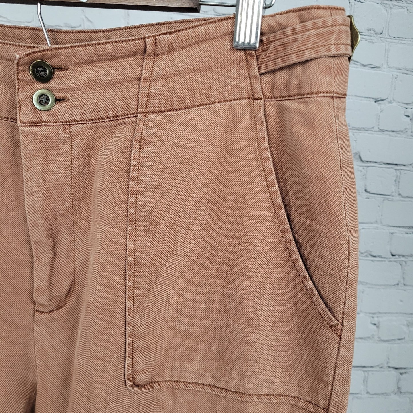 Nicole Miller Muted Orange Twill Adjustable Waist Cargo Pants Size 10 (30x25)
