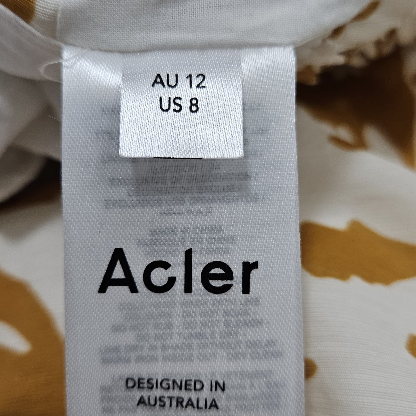 Acler Landon Ivory Yellow Linen Blend Cotton Lined Gold Accent Crop Top US 8