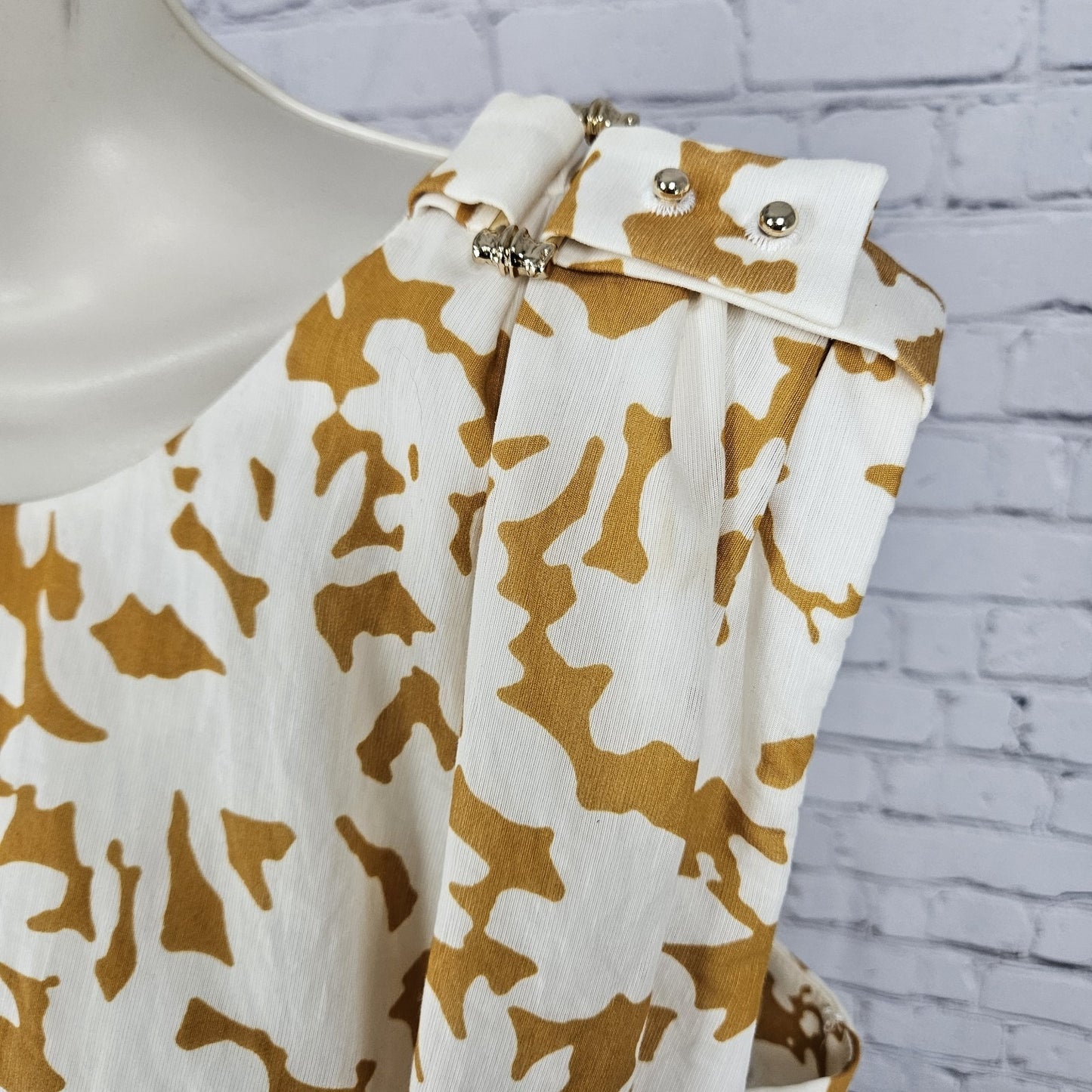 Acler Landon Ivory Yellow Linen Blend Cotton Lined Gold Accent Crop Top US 8