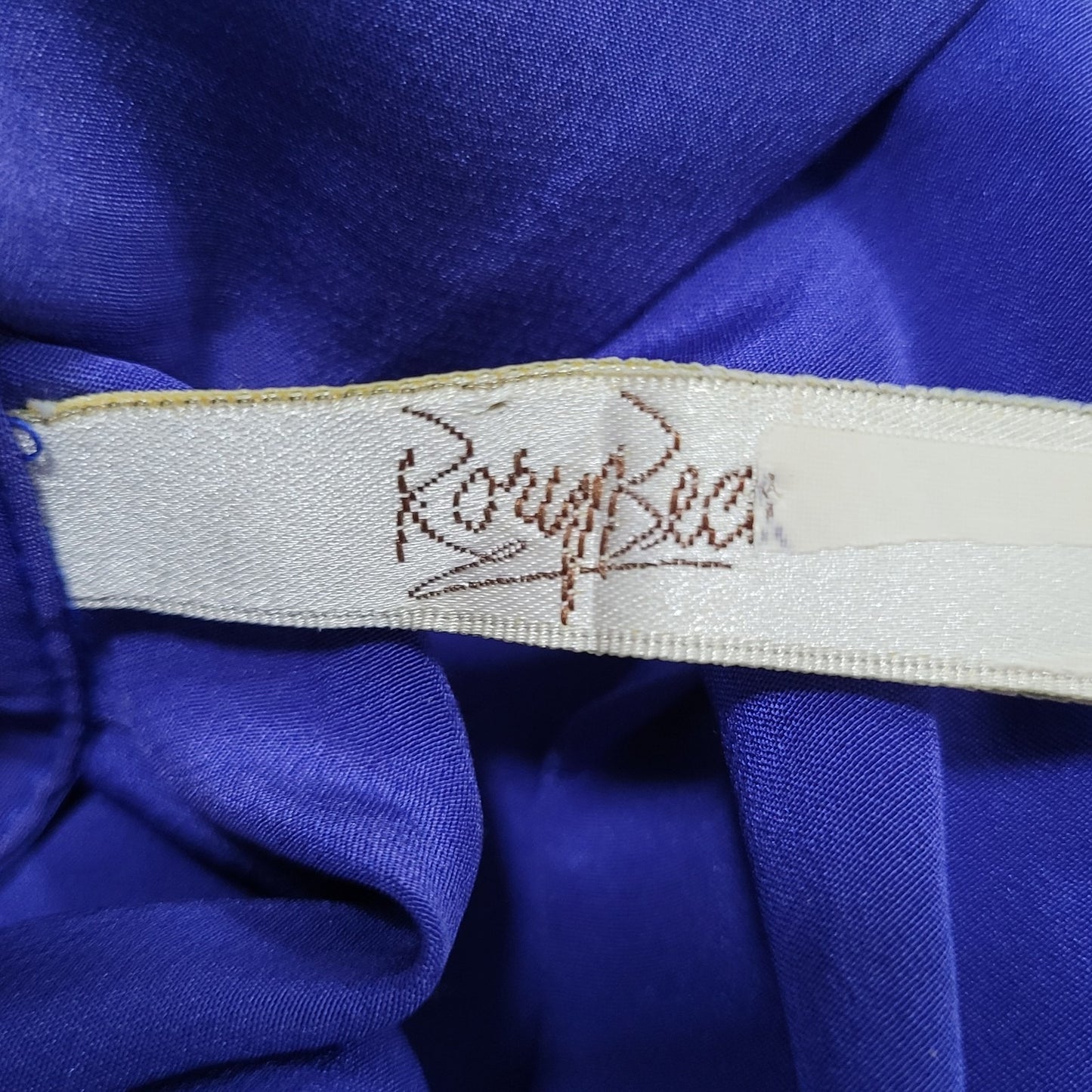 Rory Beca Blue 100% Silk Open Back Snap Closure Long Sleeve Top USA Small S