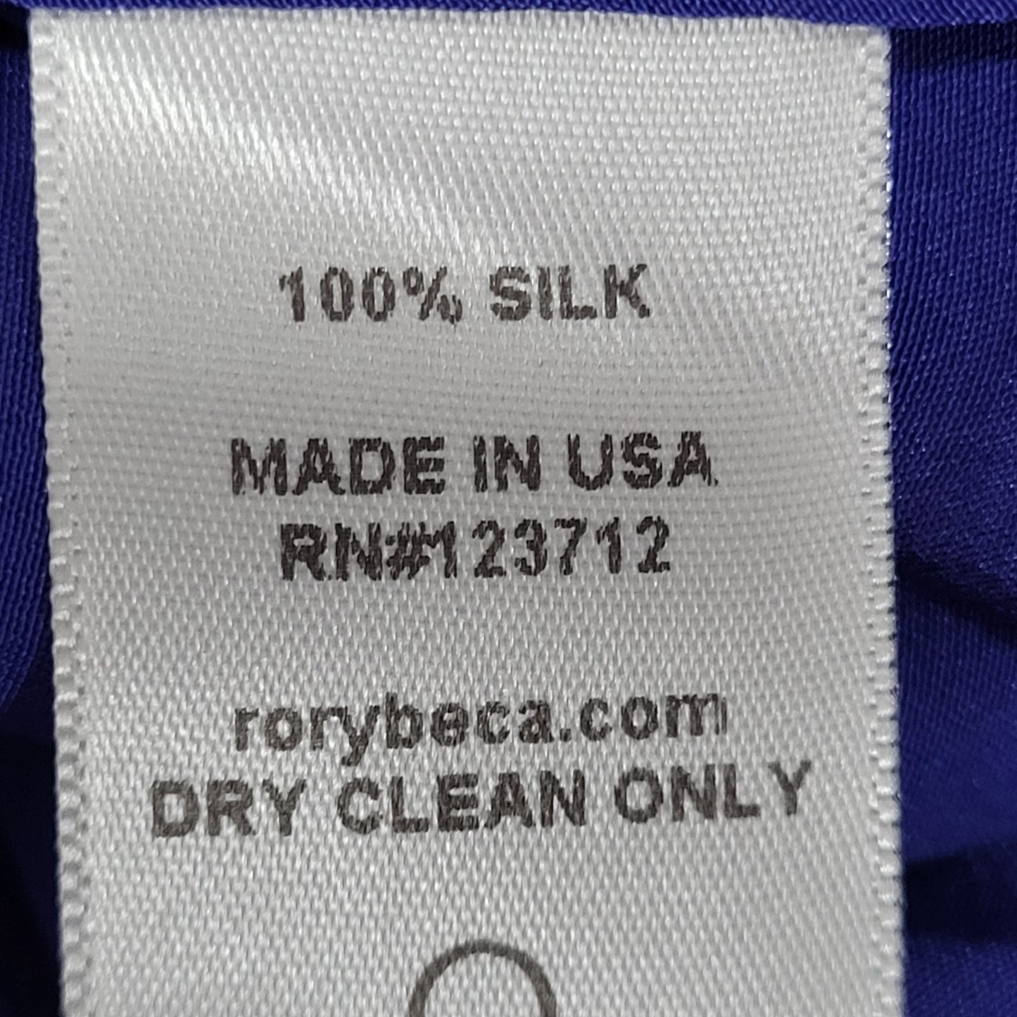 Rory Beca Blue 100% Silk Open Back Snap Closure Long Sleeve Top USA Small S