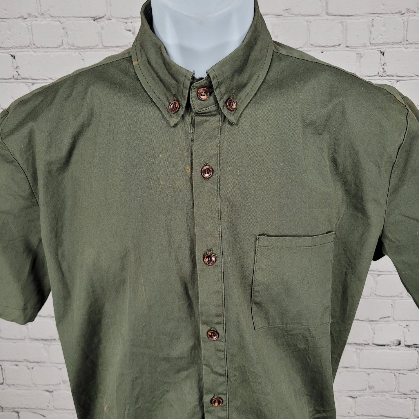 NWD Romperjack Green Short Sleeve Button Up Collared Shirt Romper Large L