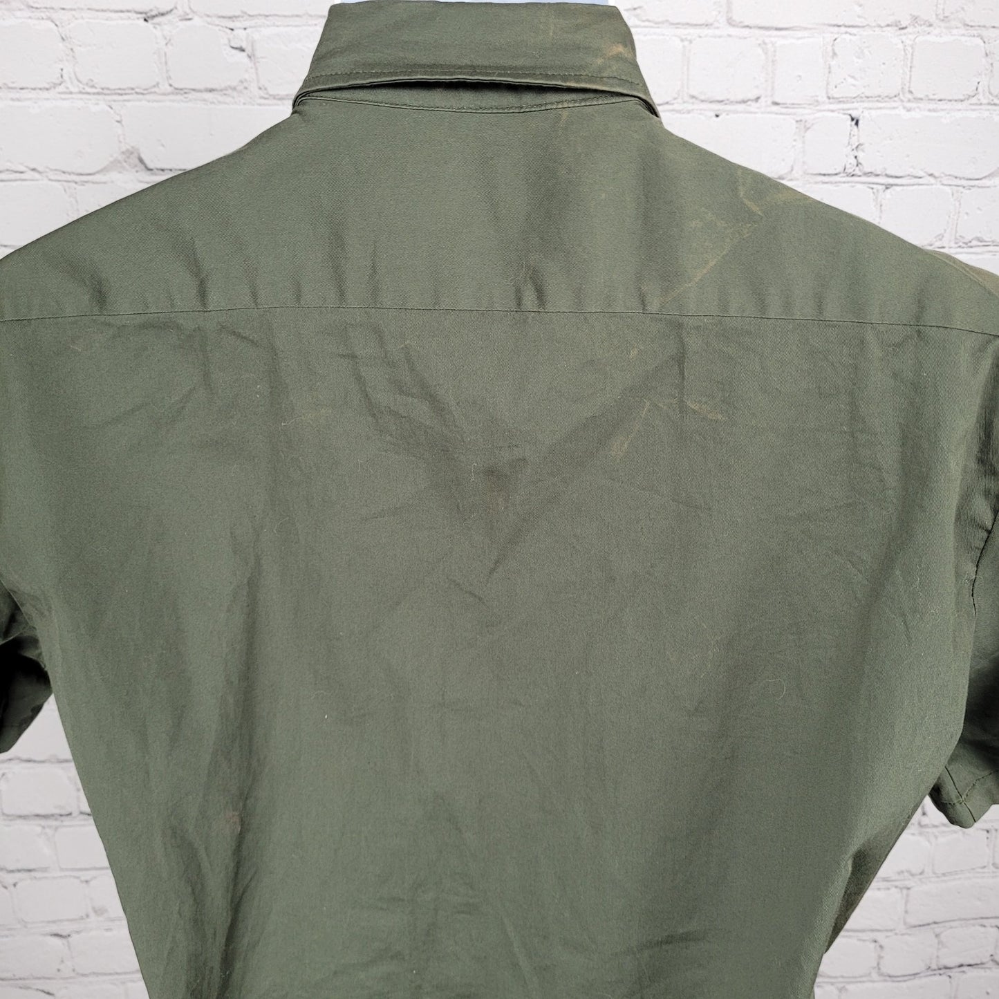 NWD Romperjack Green Short Sleeve Button Up Collared Shirt Romper Large L