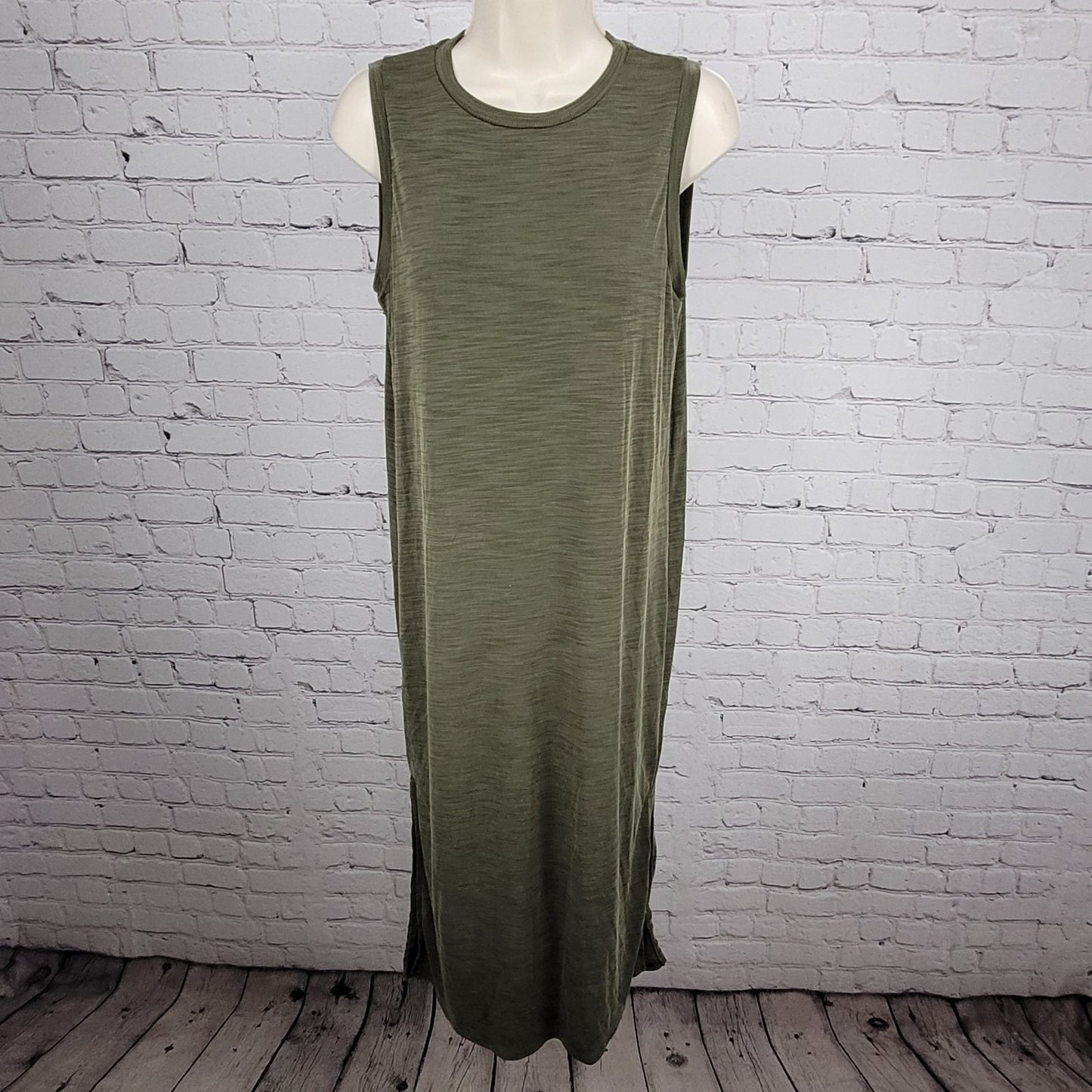 Nicole Miller Green Sleeveless Side Slits Unlined Maxi Tank Dress XS