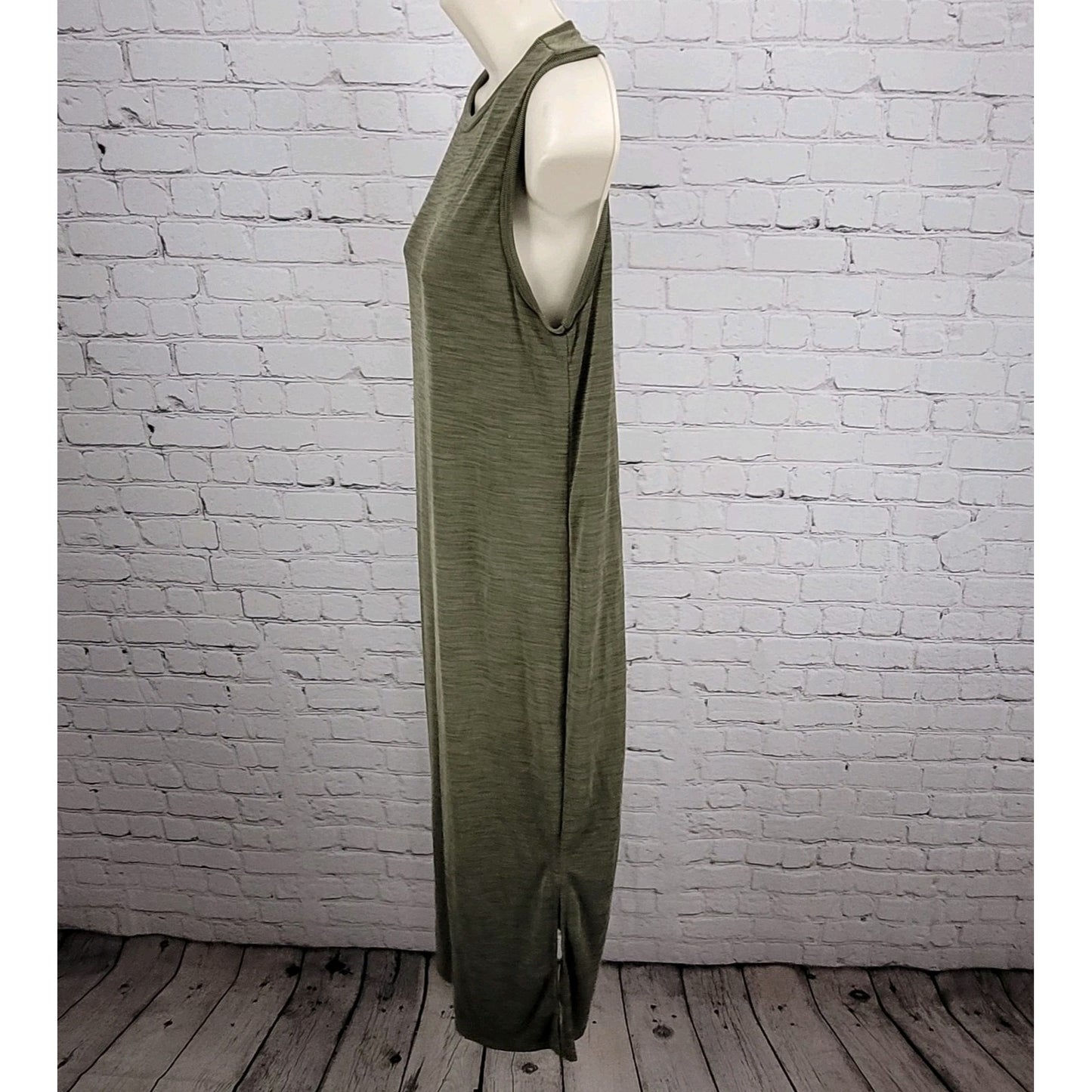 Nicole Miller Green Sleeveless Side Slits Unlined Maxi Tank Dress XS