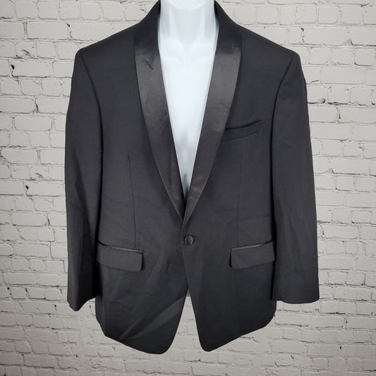 Calvin Klein Black 100% Wool 1 Button Double Vented Shawl Tuxedo Suit Jacket 42S