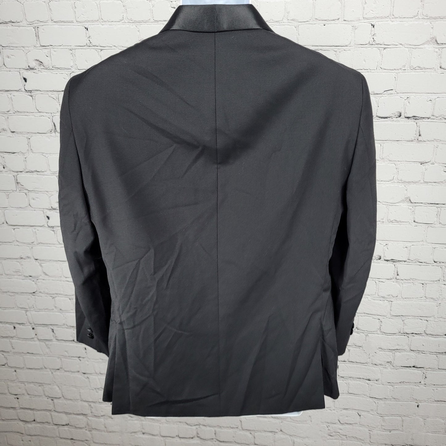 Calvin Klein Black 100% Wool 1 Button Double Vented Shawl Tuxedo Suit Jacket 42S