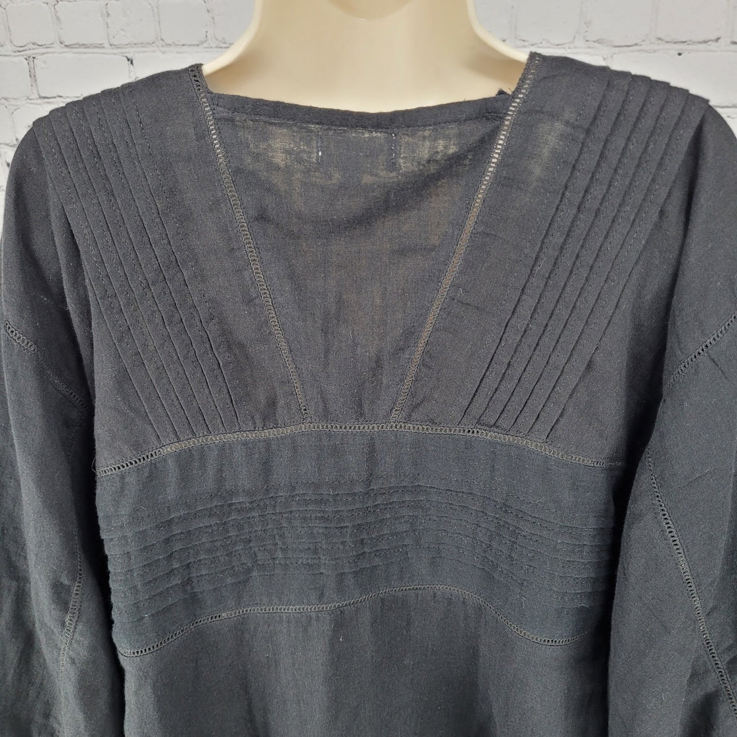 NWT World Market Black 100% Cotton Lightweight Boho Oversized Top Size XL