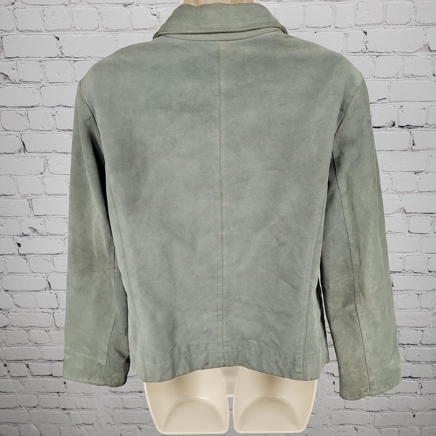 J. Jill Green Genuine Suede Leather Pockets Full Zip Jacket Size Small S