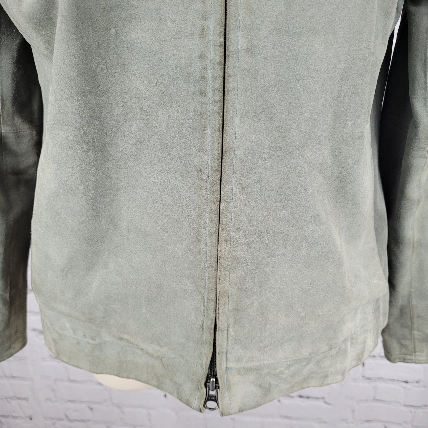 J. Jill Green Genuine Suede Leather Pockets Full Zip Jacket Size Small S