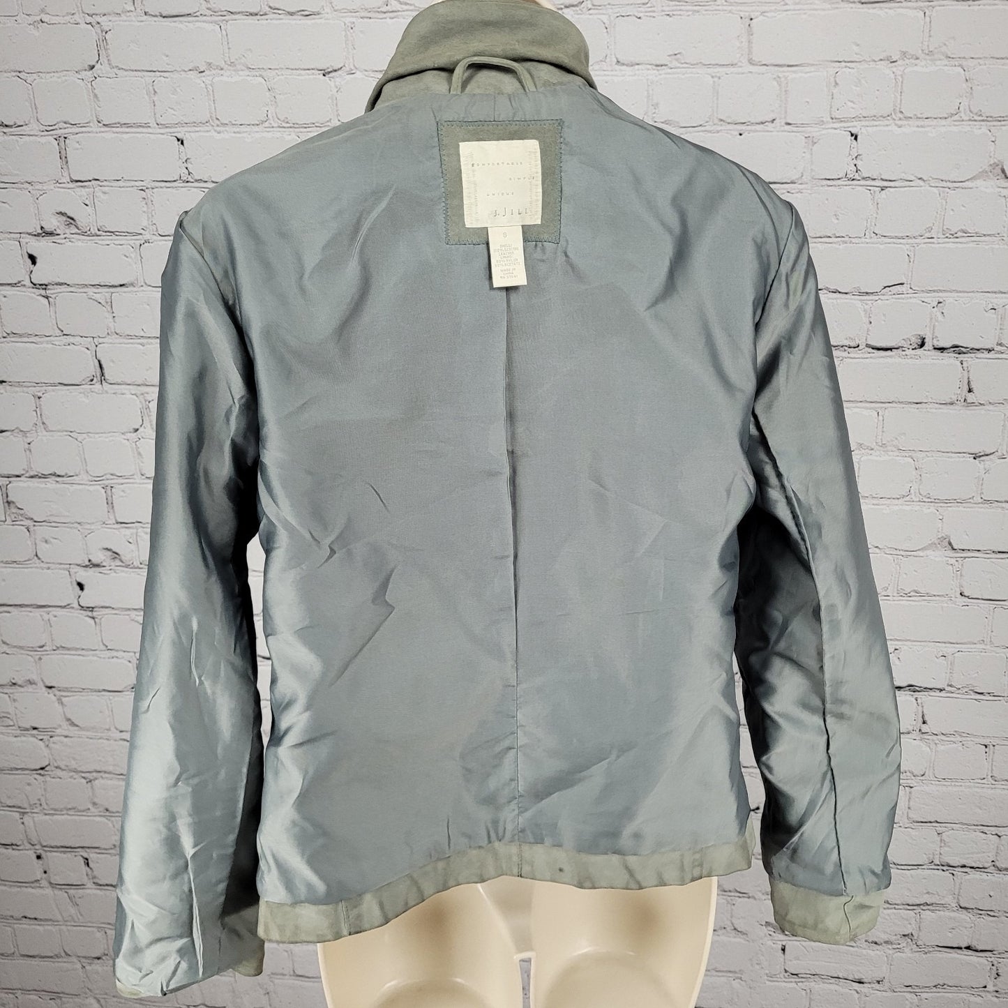 J. Jill Green Genuine Suede Leather Pockets Full Zip Jacket Size Small S