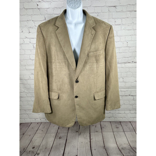 Jos A. Bank Beige Faux Suede 100% Micropoly Two Button Blazer Jacket Men’s 46R