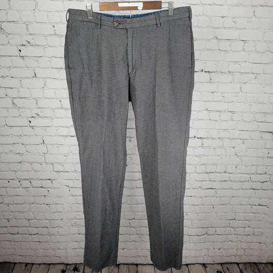 Peter Millar Grey 100% Cotton Herringbone Straight Dress Pants Size 36 (36x35)