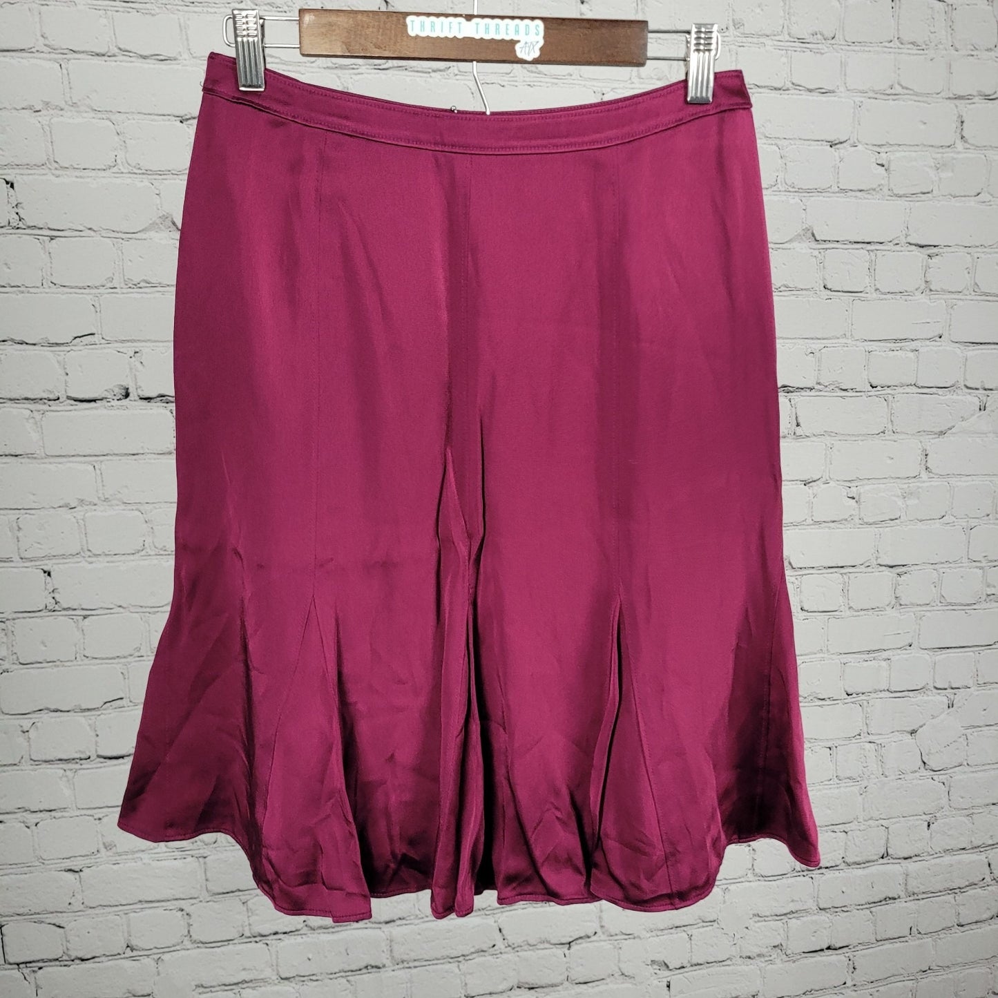 NWT Ann Taylor Purple Satin Side Zip Lined A Line Ruffled Short Skirt Size 6