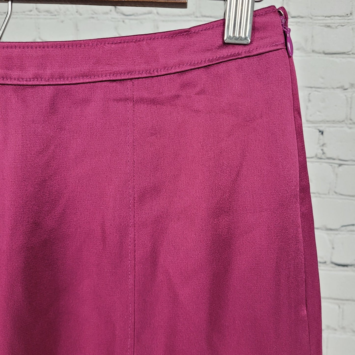 NWT Ann Taylor Purple Satin Side Zip Lined A Line Ruffled Short Skirt Size 6