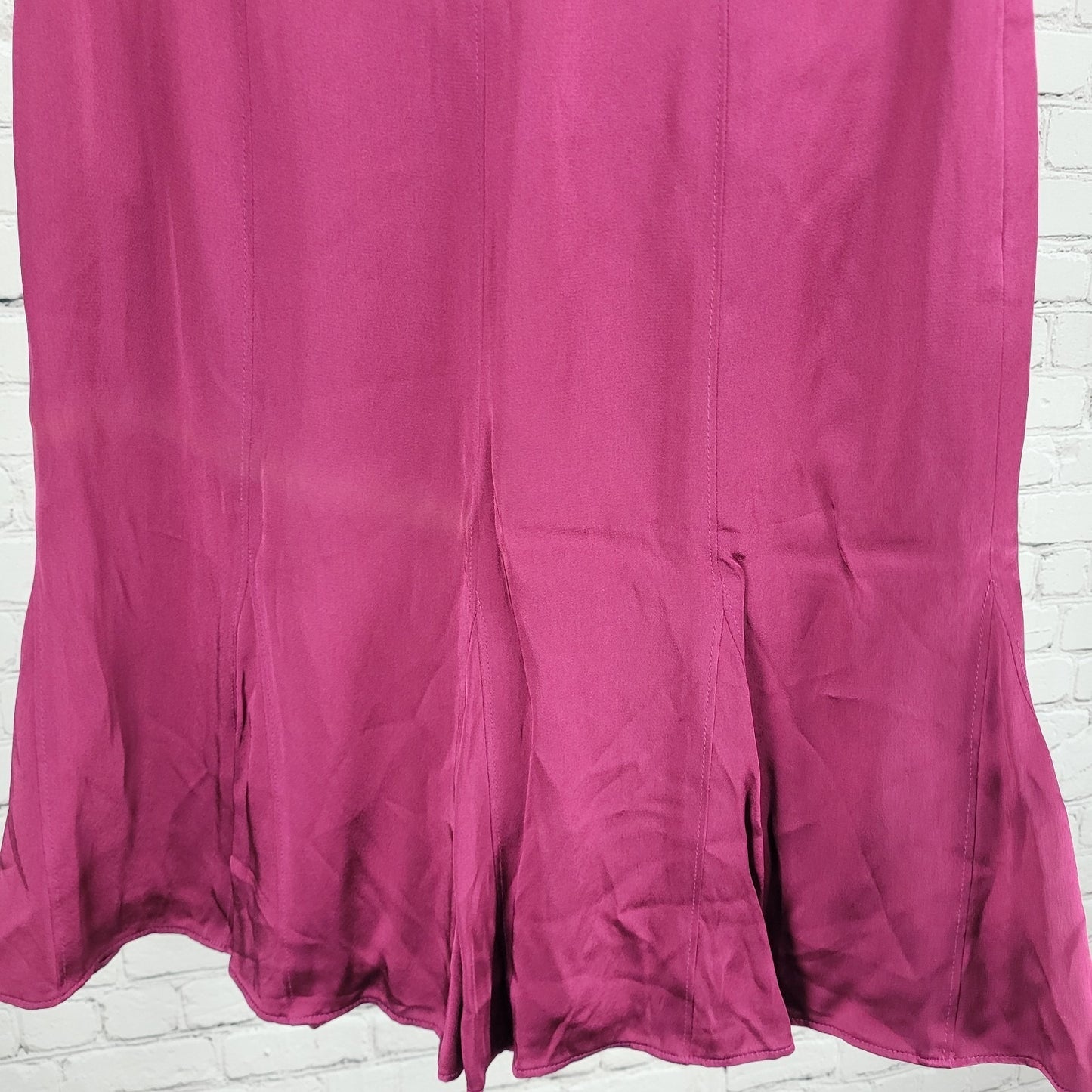 NWT Ann Taylor Purple Satin Side Zip Lined A Line Ruffled Short Skirt Size 6