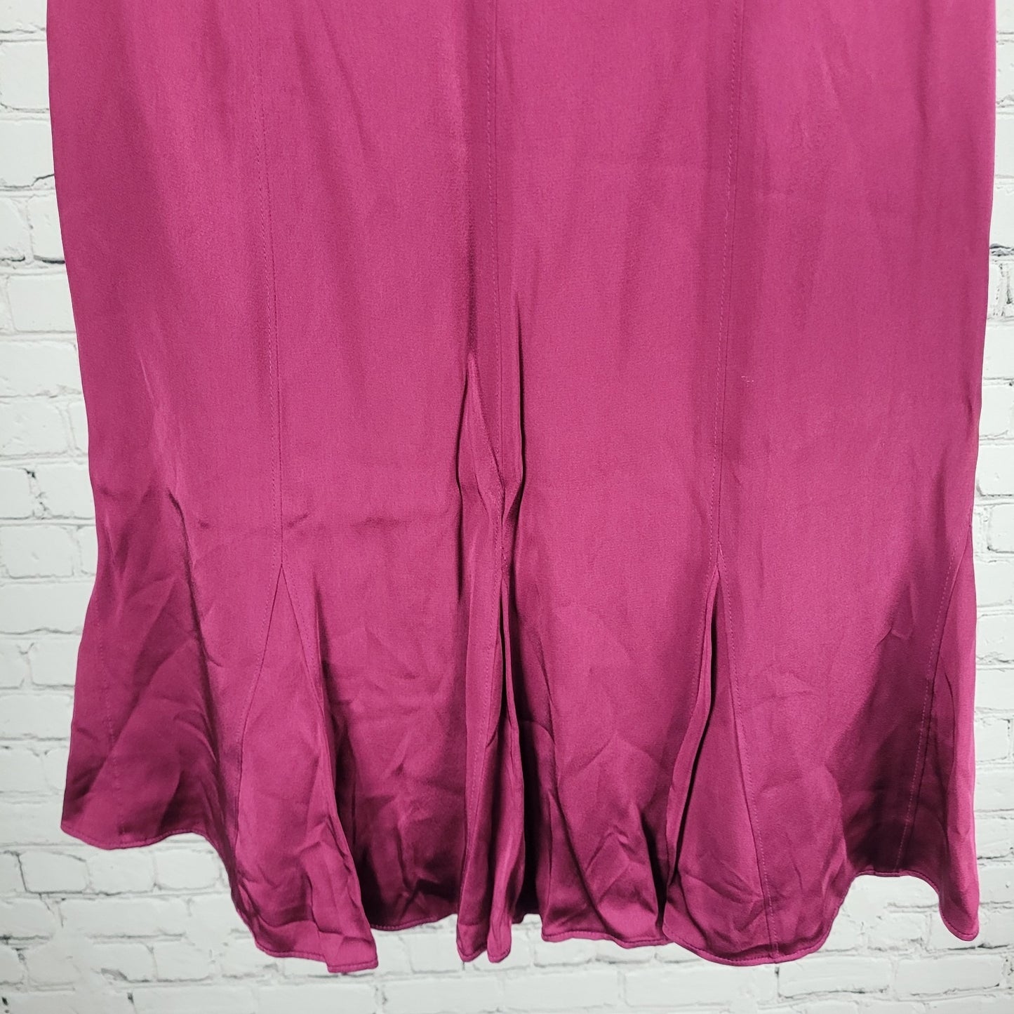 NWT Ann Taylor Purple Satin Side Zip Lined A Line Ruffled Short Skirt Size 6