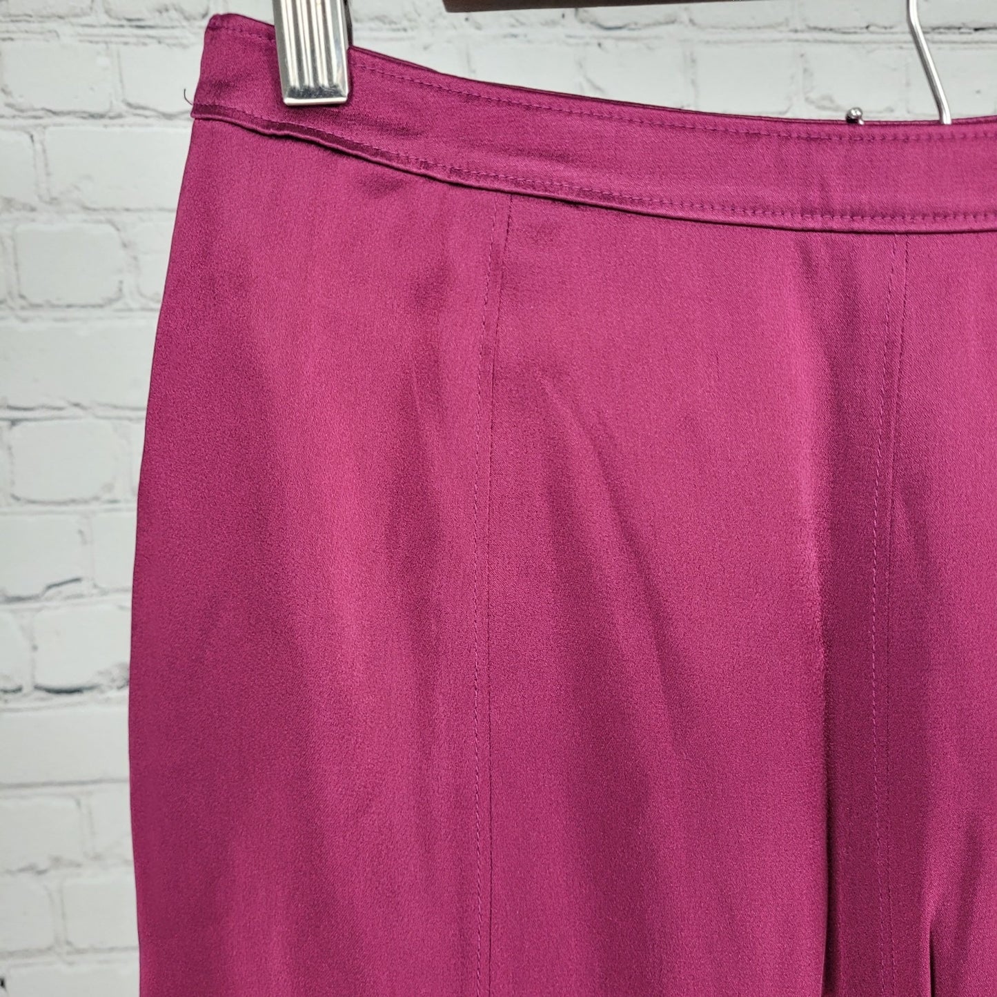 NWT Ann Taylor Purple Satin Side Zip Lined A Line Ruffled Short Skirt Size 6
