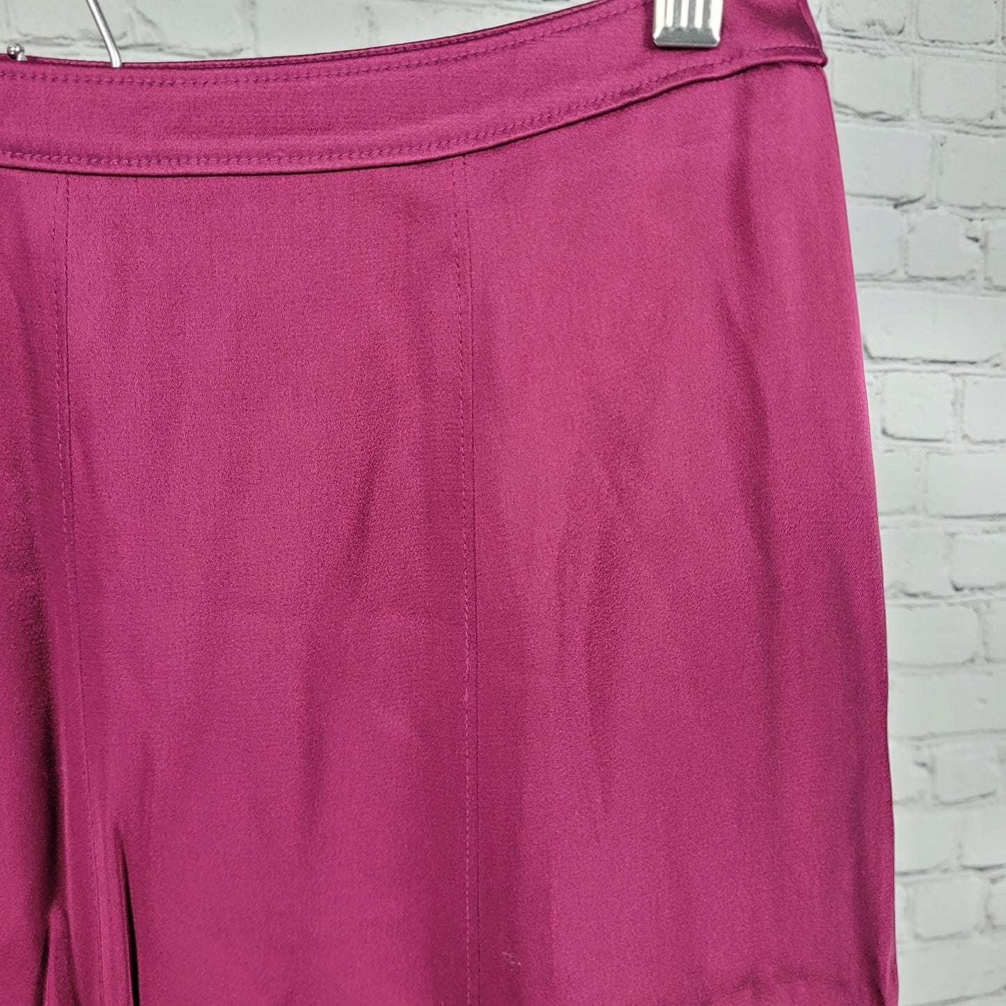 NWT Ann Taylor Purple Satin Side Zip Lined A Line Ruffled Short Skirt Size 6