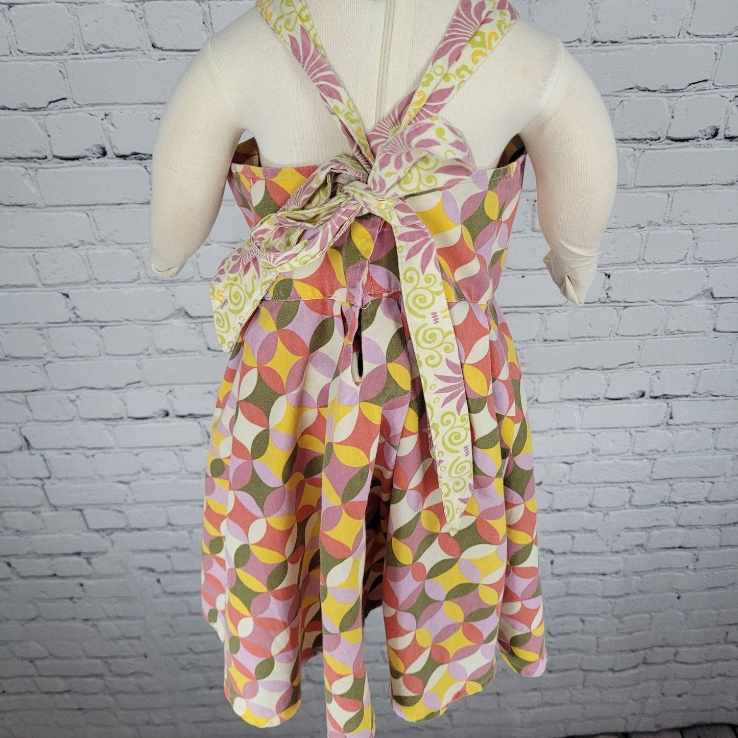 Ava Loves Olli Multicolor Print Adjustable Crossback Tie USA Made Dress Size 4T