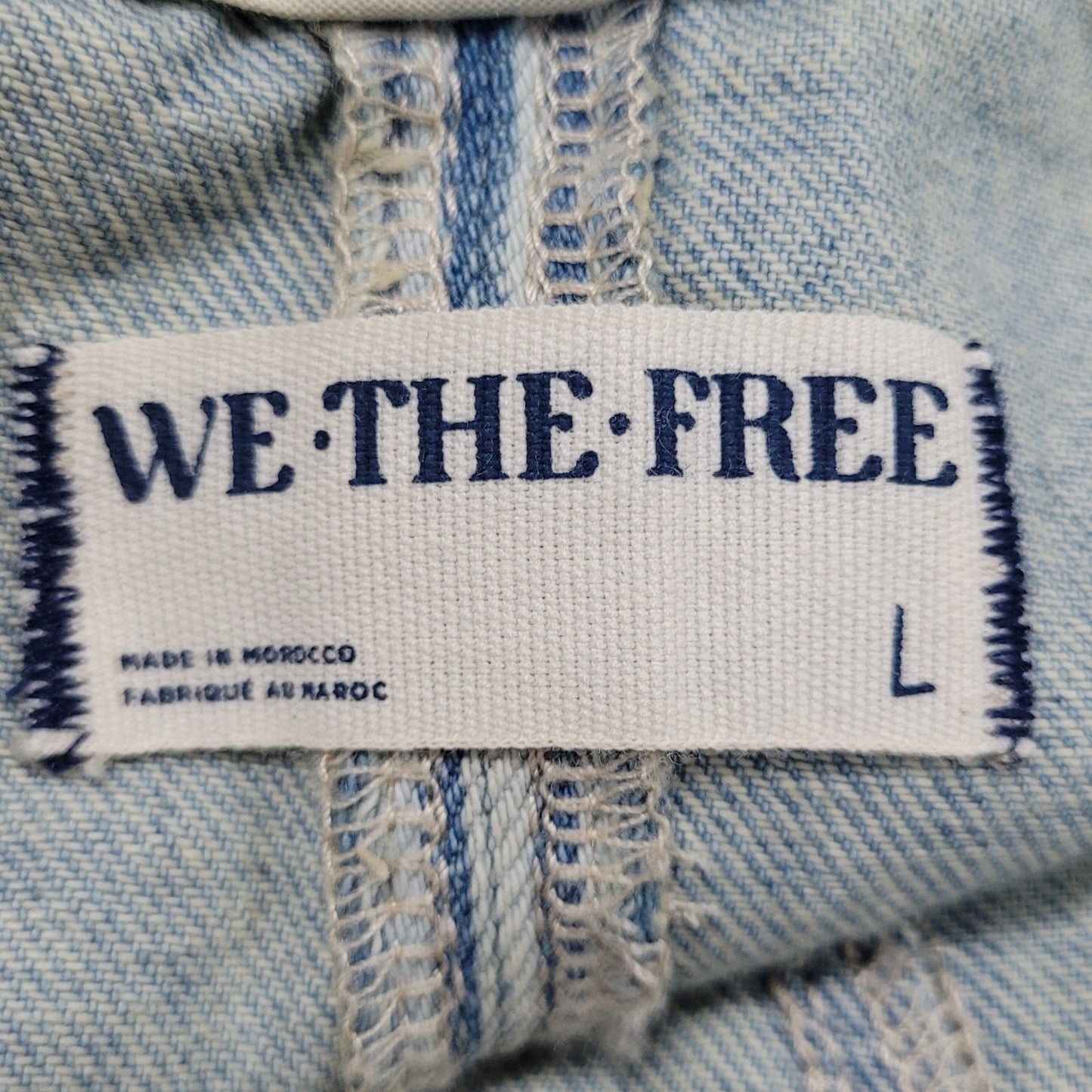 We The Free Blue 100% Cotton Denim Striped Overalls Jumpsuit Free People Large L