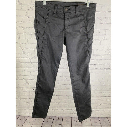 Rag & Bone Jeans Dark Gray Leather Accent Mid Rise Skinny Ankle Jeans (30 x 29)