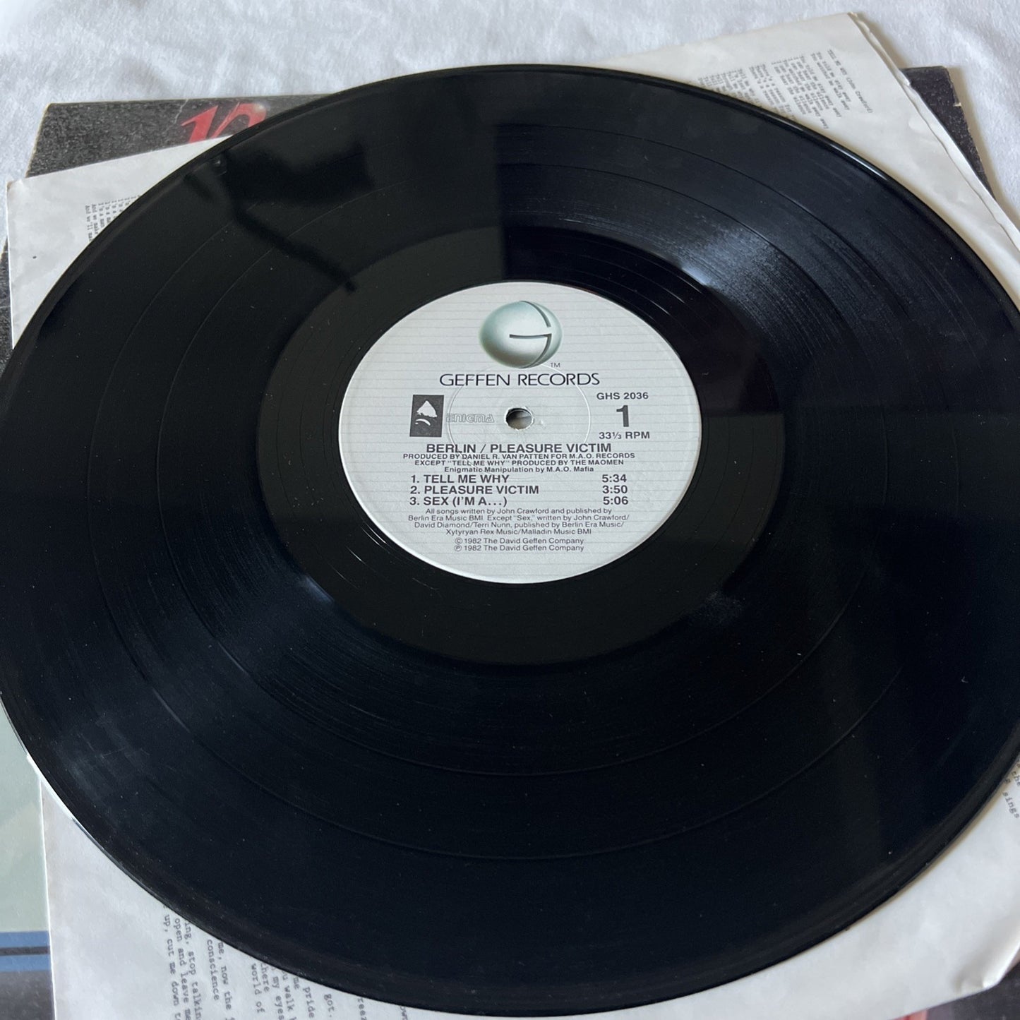 Berlin Pleasure Victim Geffen Records 33 1/2 RPM 1982 LP Vinyl Record Album