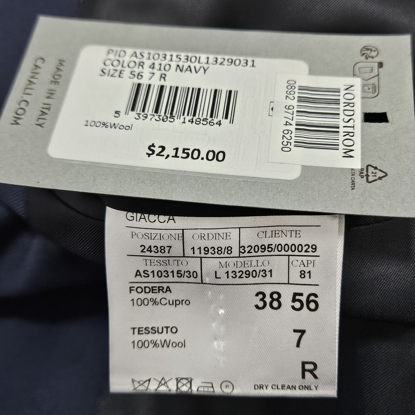 Canali Navy 100% Wool 2 Button Vented Notch Blazer Sport Coat Italy 56 US 46