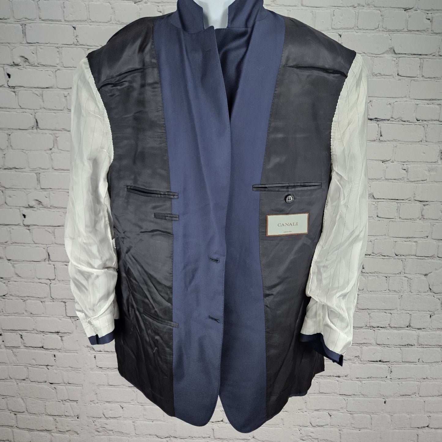 Canali Navy 100% Wool 2 Button Vented Notch Blazer Sport Coat Italy 56 US 46