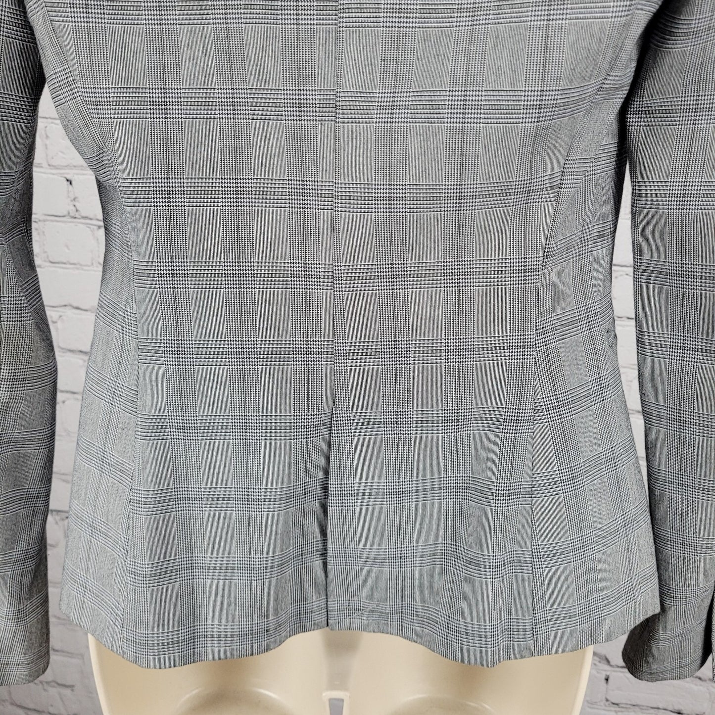 Zara Basic Black White Blue Check 1 Button Vented Notch Blazer Suit Jacket 2