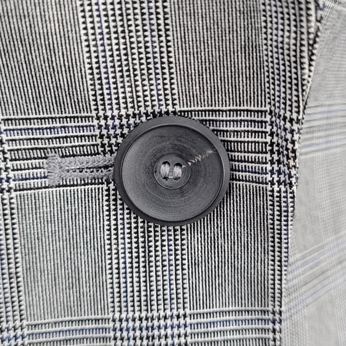 Zara Basic Black White Blue Check 1 Button Vented Notch Blazer Suit Jacket 2