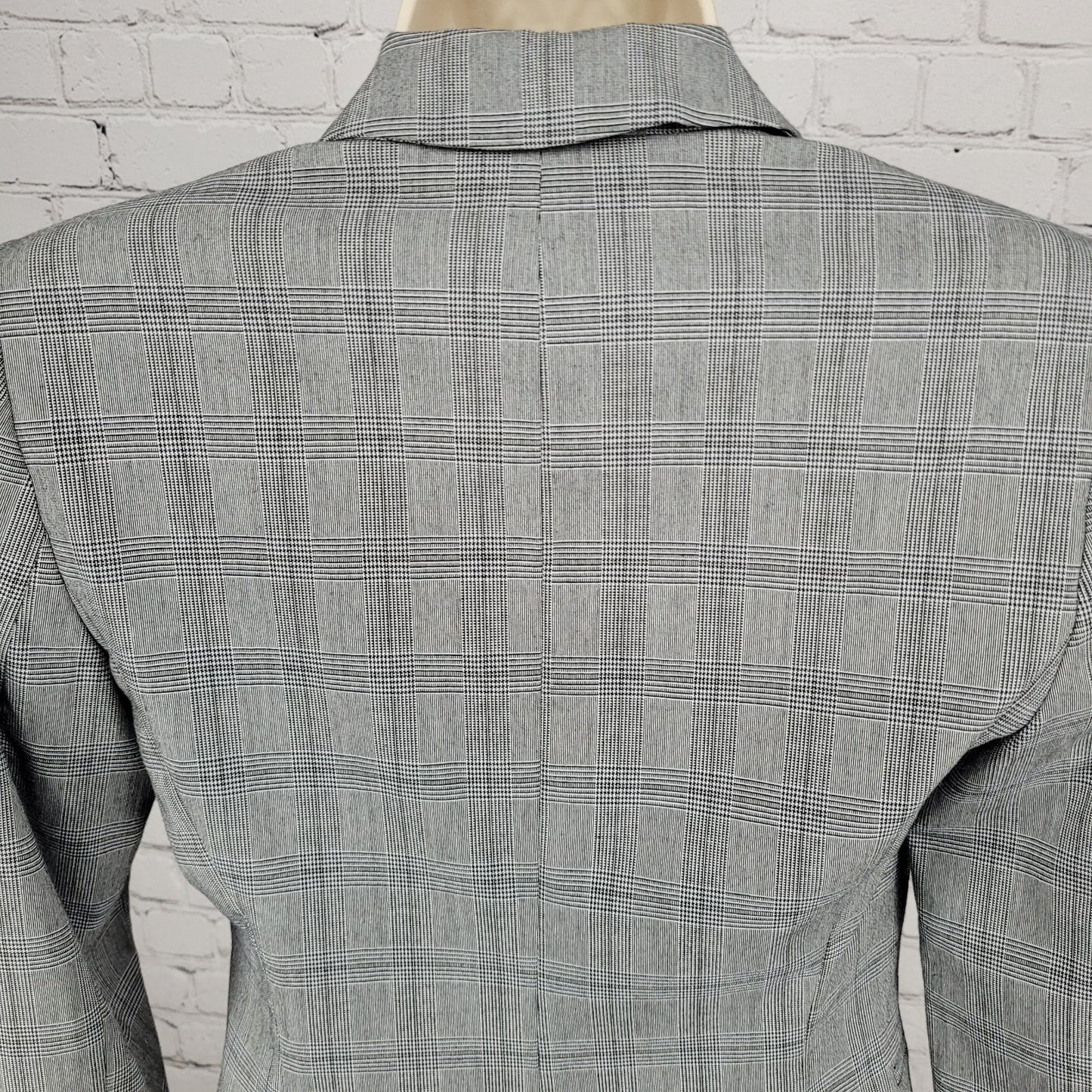 Zara Basic Black White Blue Check 1 Button Vented Notch Blazer Suit Jacket 2