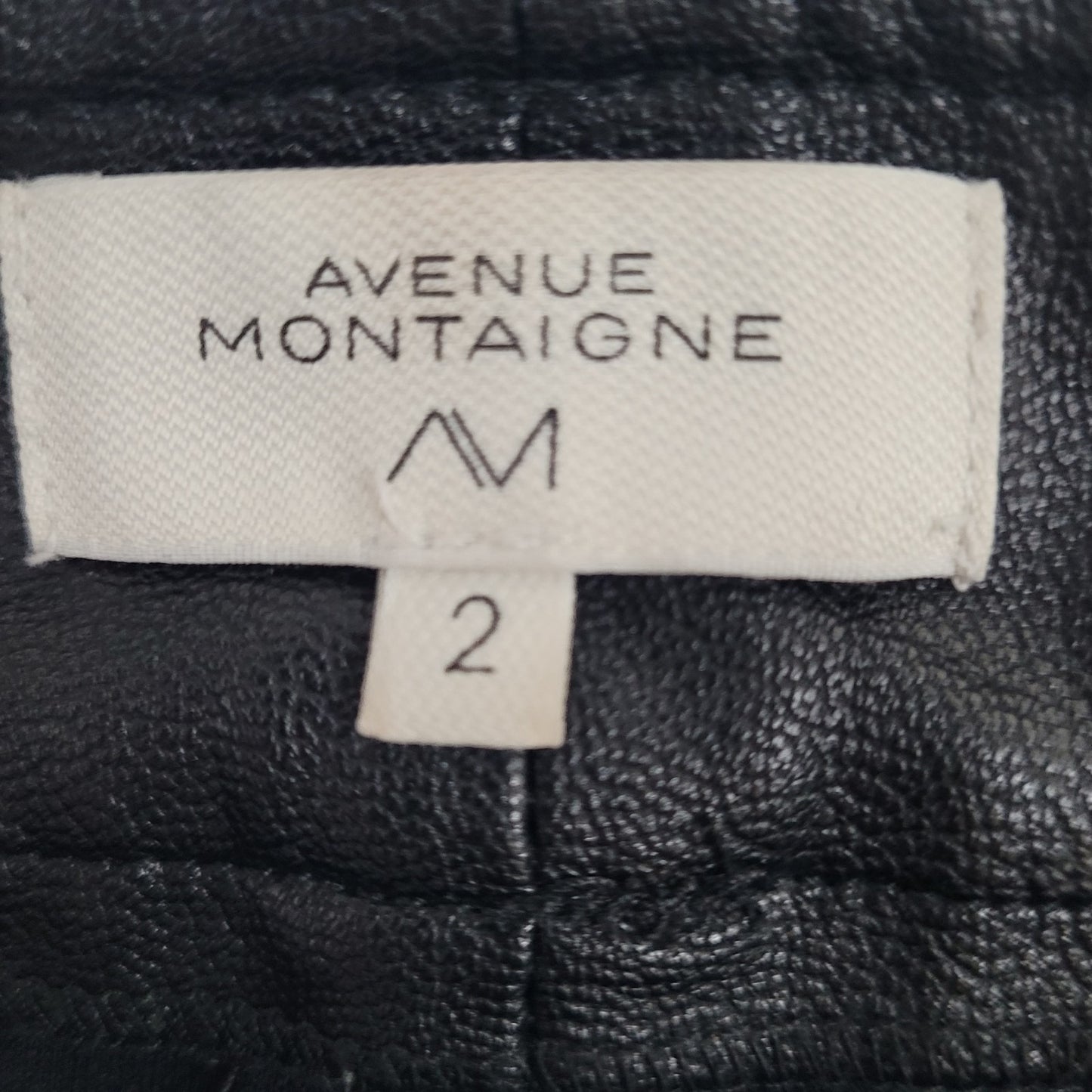 Avenue Montaigne Black Leo Faux Leather Stretch Crop Pants USA Size 2 (27x25)